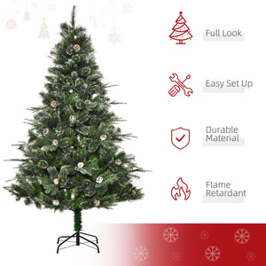 Sapin de Noël artificiel de 6 pieds avec ouverture automatique et pomme de pin