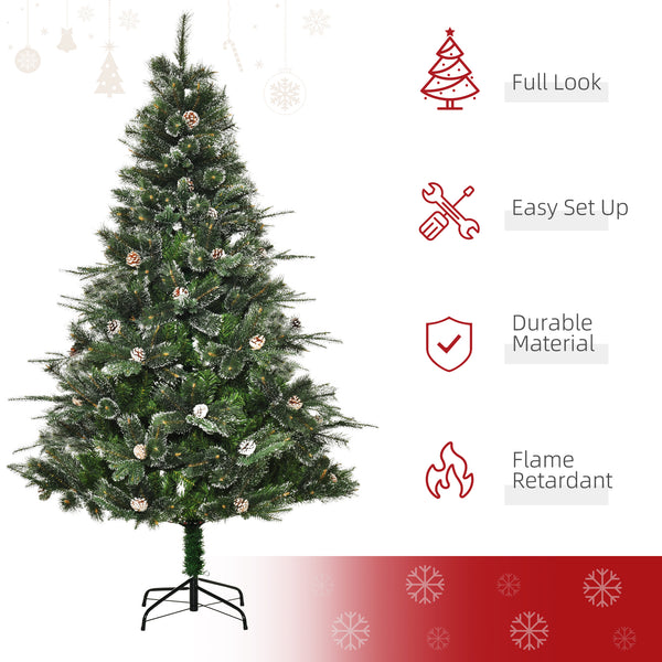 Sapin de Noël artificiel de 6 pieds avec ouverture automatique et pomme de pin