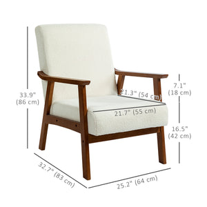 Fauteuil d'appoint avec assise large et rembourrage épais, blanc
