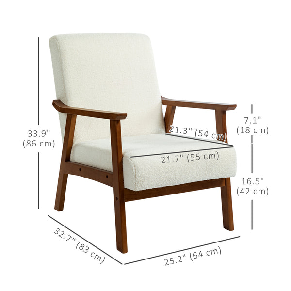 Fauteuil d'appoint avec assise large et rembourrage épais, blanc