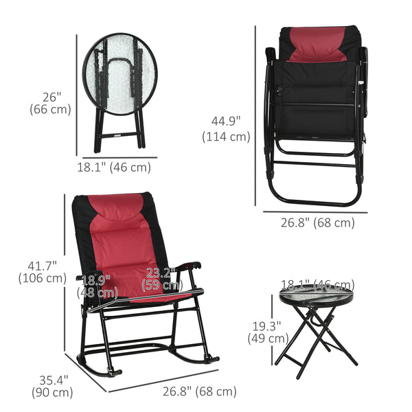 3-piece folding bistro set with rocking chairs
