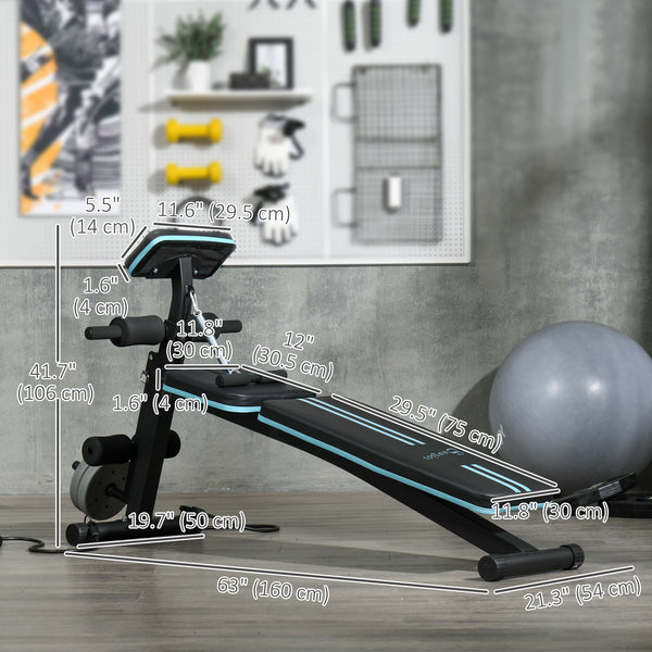 Banc de musculation pliable avec dossier ajustable à 7 positions – Noir et bleu