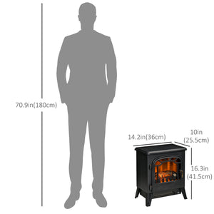 Cheminée électrique autonome avec effet de flamme réaliste 750 W/1 500 W, noir