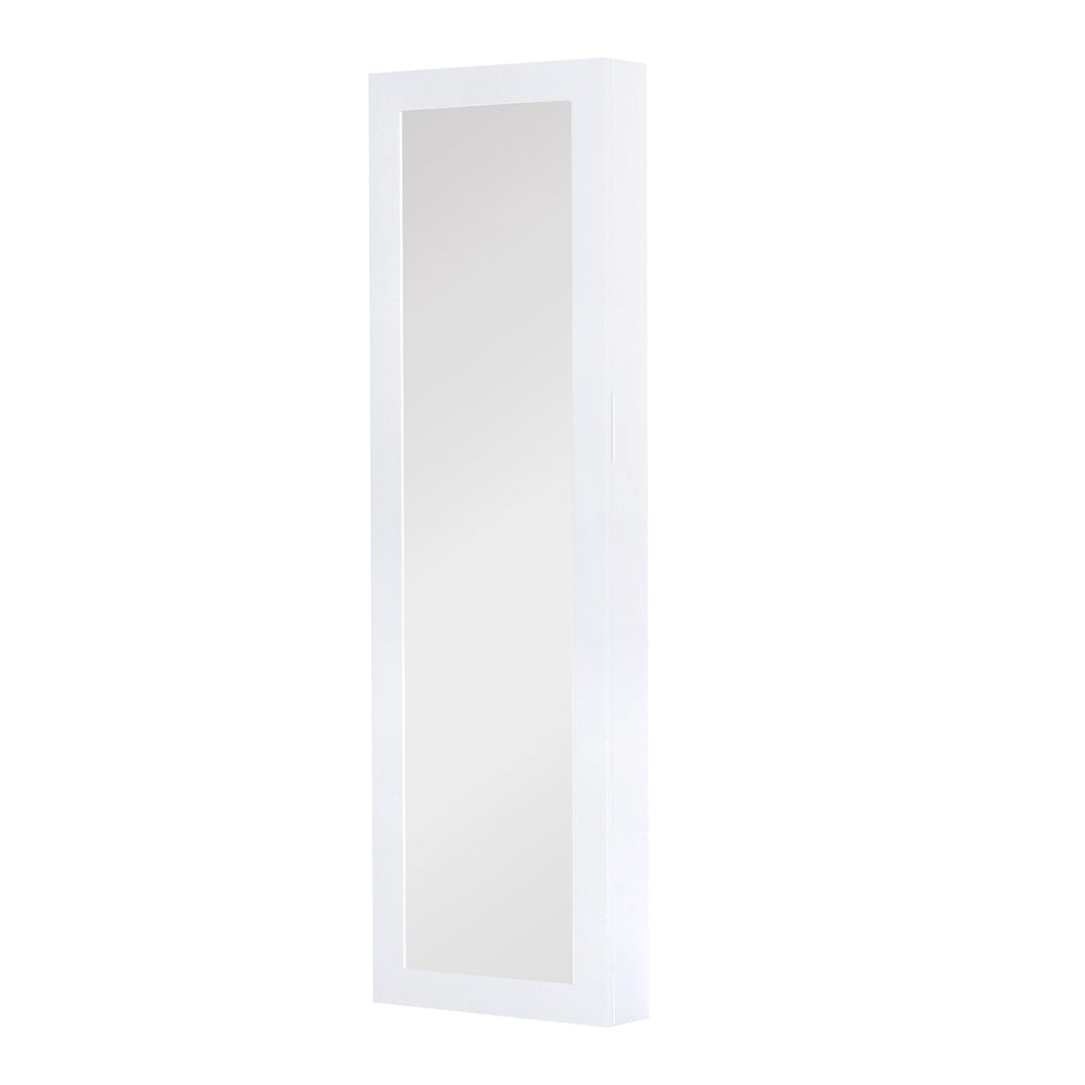 Armoire à bijoux avec miroir pleine longueur, blanc