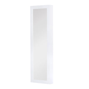 Armoire à bijoux avec miroir pleine longueur, blanc