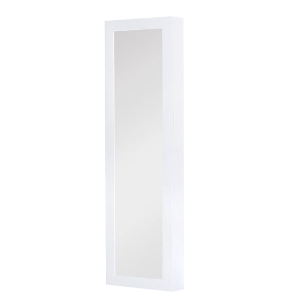 Armoire à bijoux avec miroir pleine longueur, blanc