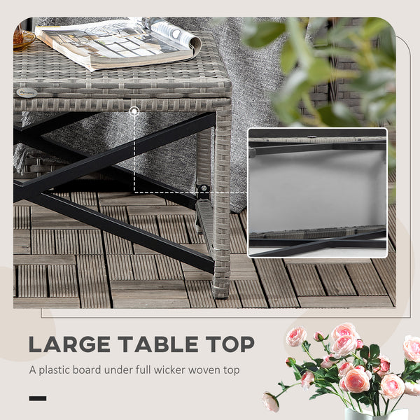 Table d'appoint de jardin en résine tressée