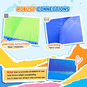 Toboggan aquatique gonflable 5 en 1 pour enfants style narval, avec toboggan, trampoline, piscine, pistolet à eau, mur d'escalade, sac de transport, souffleur d'air 450 W