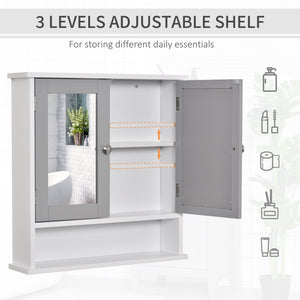 Armoire à pharmacie avec portes doubles, blanc et gris