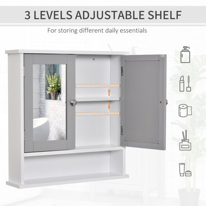Armoire à pharmacie avec portes doubles, blanc et gris