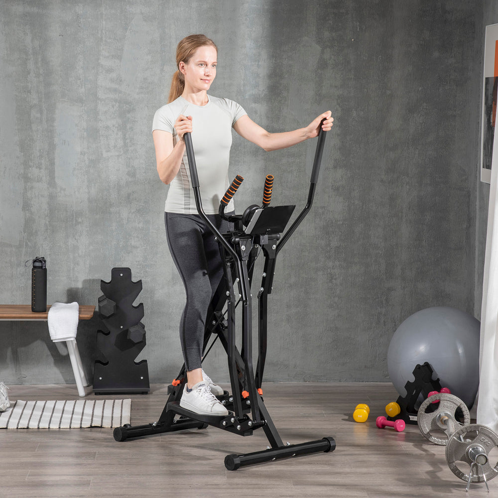 Vélo elliptique avec quatre niveaux de résistance, écran LCD et capteur de fréquence cardiaque