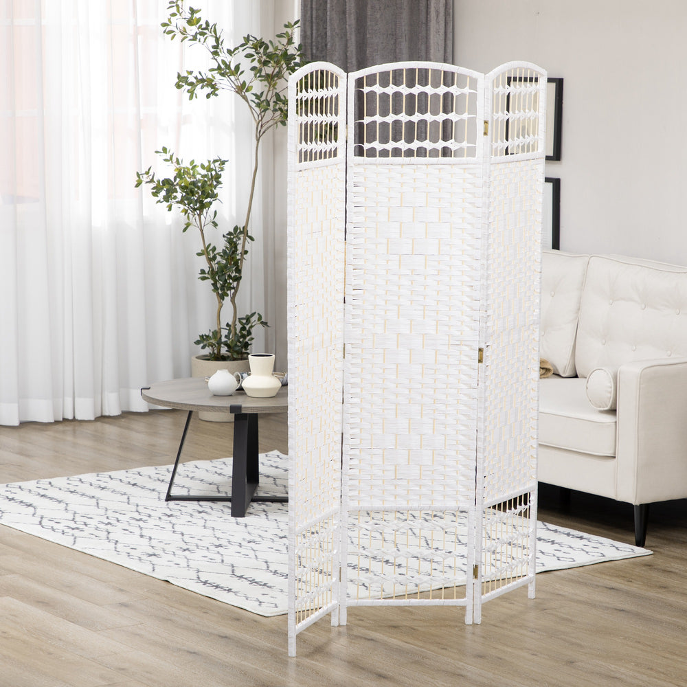 Cloison de séparation pliable à 3 panneaux en fibre ondulée, blanc