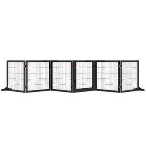 Barrière pour animaux de compagnie en bois autoportante, noire