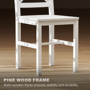 Ensemble de 2 chaises de salle à manger en bois avec dossier croisé, blanches