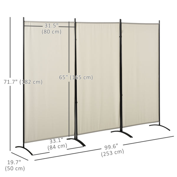 Cloison de séparation 3 panneaux pliante à double charnière, beige