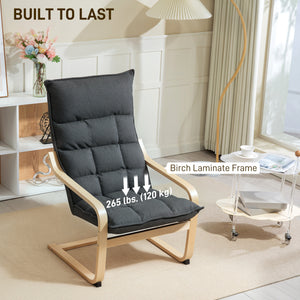 Fauteuil d'appoint rembourré avec pieds et accoudoirs incurvés, gris foncé