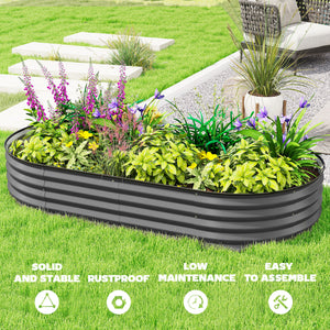 Jardinière d'extérieur surélevée en acier galvanisé avec tuteur en métal, gris foncé