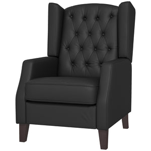 Fauteuil d'appoint moderne en similicuir avec rembourrage épais, noir