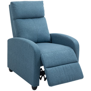 Manual reclining fabric armchair for home theater, blue