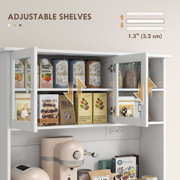 Meuble de cuisine avec station de charge et 2 placards basculants, blanc