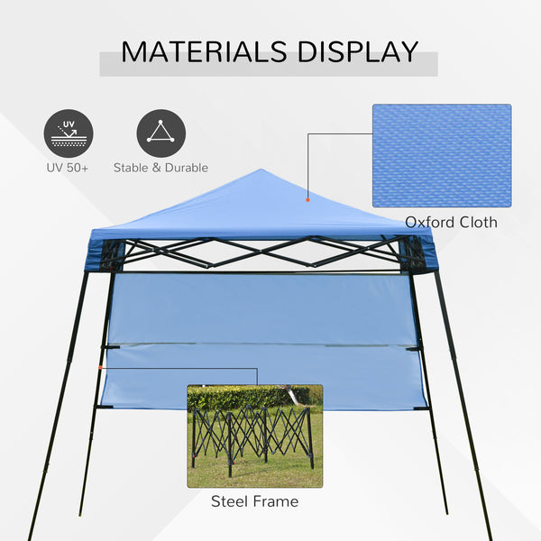 7 x 7 Folding Garden Canopy with Backpack and Adjustable Feet, Blue and Black