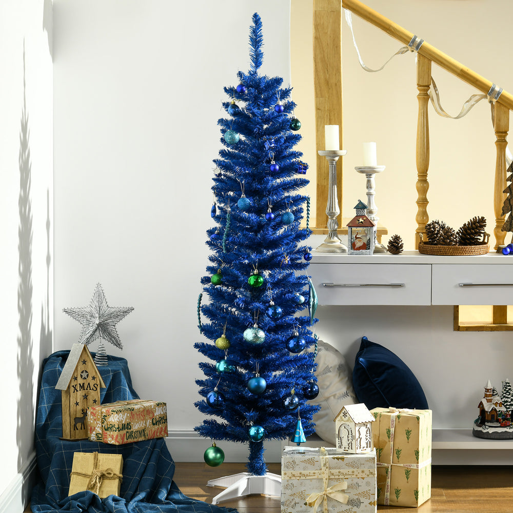 Sapin de Noël artificiel bleu mince de 5 pieds
