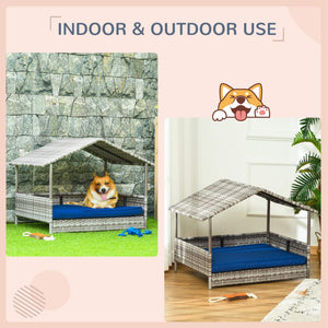 Lit pour chien en osier avec coussin pour intérieur/extérieur