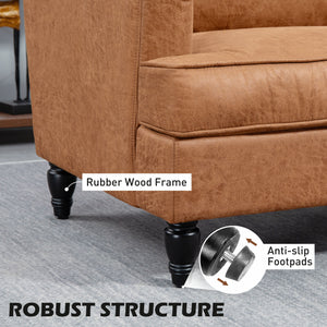 Fauteuil d'appoint moderne en tissu microfibre avec pieds tournés et assise large, marron