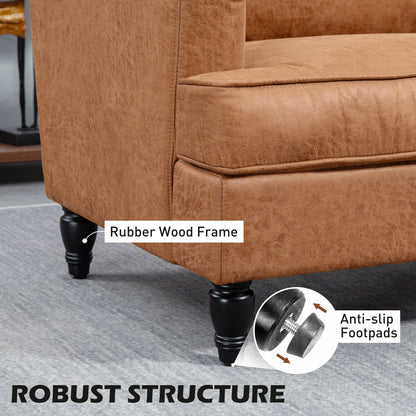 HOMCOM Modern Accent Chair, Microfiber Fabric Armchair with Turned Legs and Wide Seat, Comfortable Armchair for Living Room, Brown