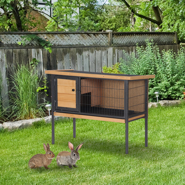 Hutch with tray and openable waterproof roof