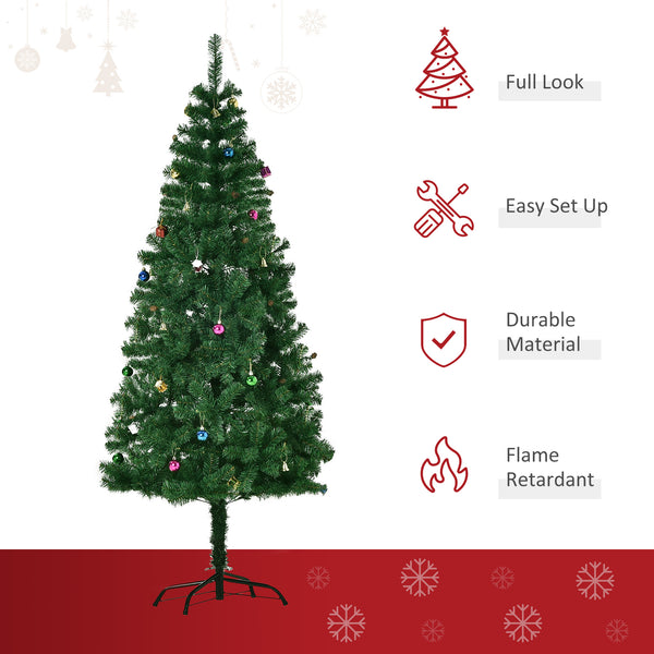 Sapin de Noël artificiel vert de 6 pieds avec décoration