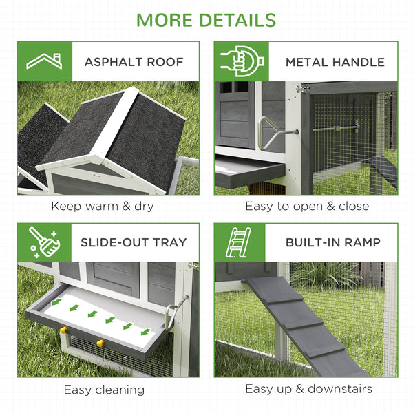 Extra large chicken coop with asphalt roof, grey
