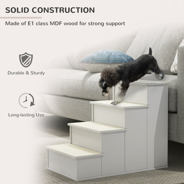 Pet stairs with non-slip covering, white