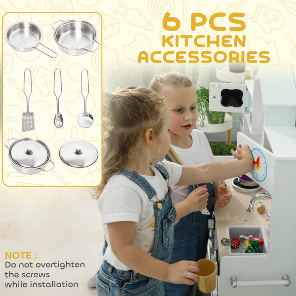 Cuisine pour enfants avec bouton sonore et horloge, blanche
