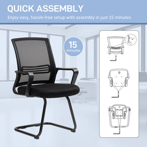 Chaise de bureau ergonomique sans roulettes, noire