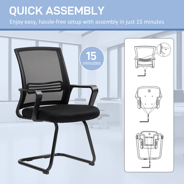 Chaise de bureau ergonomique sans roulettes, noire