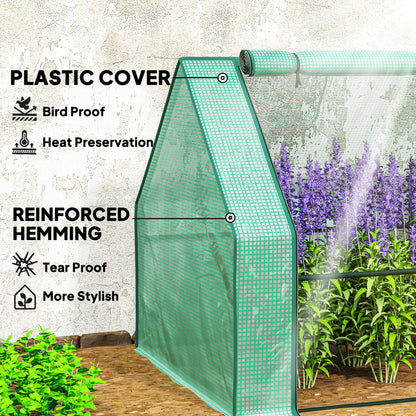 Outsunny Mini Portable Tunnel Greenhouse for Plants and Flowers, Warm Greenhouse with Zippered Roll-Up Doors, Green