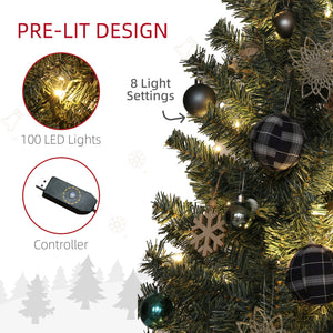 Sapin de Noël artificiel de 5 pieds avec 150 LED blanc chaud et décorations