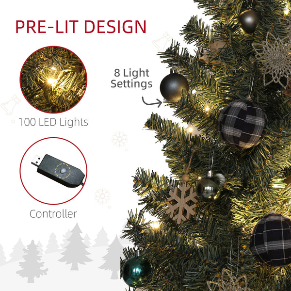 Sapin de Noël artificiel de 5 pieds avec 150 LED blanc chaud et décorations