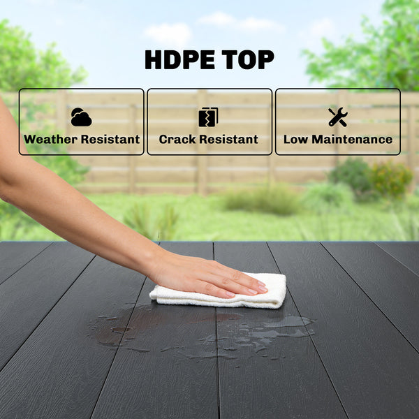 4-person garden table with HDPE top and metal frame,