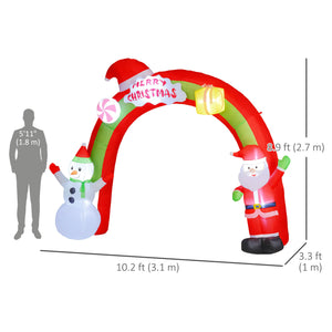 Arche gonflable de Noël de 3 mètres avec Père Noël et bonhomme de neige