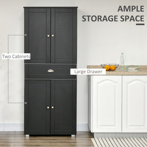 Meuble de rangement moderne avec 4 portes et 3 étagères réglables, noir