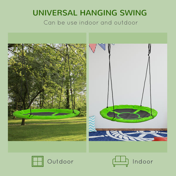 43.25" Saucer Swing, Nest Web Rope Seat with Adjustable Hanging Ropes, for Indoor Outdoor Children 3-12 Years Old, Green