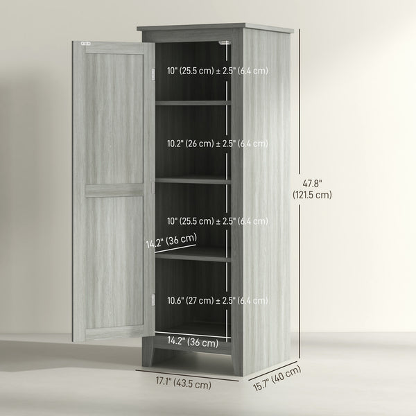 Meuble de rangement avec porte de grange, étagères réglables, grain de bois gris
