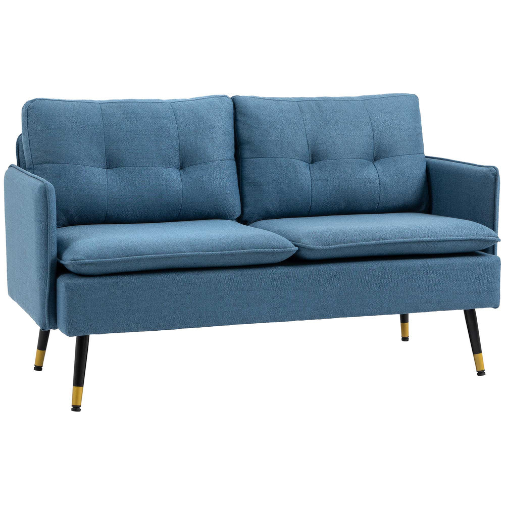 Canapé causeuse avec capitonnage à boutons, bleu foncé