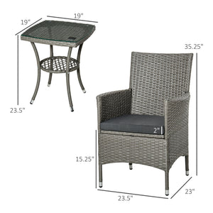 3-piece garden furniture set in woven resin, grey