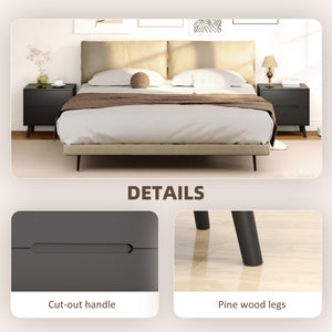 Ensemble de 2 tables de chevet avec 2 tiroirs et pieds en bois – Noir