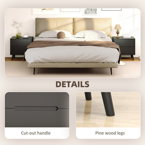 Ensemble de 2 tables de chevet avec 2 tiroirs et pieds en bois – Noir