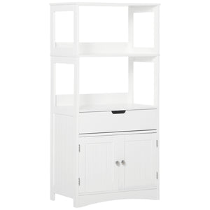 Bathroom cabinet with shelves, drawer and doors, for living room, white
