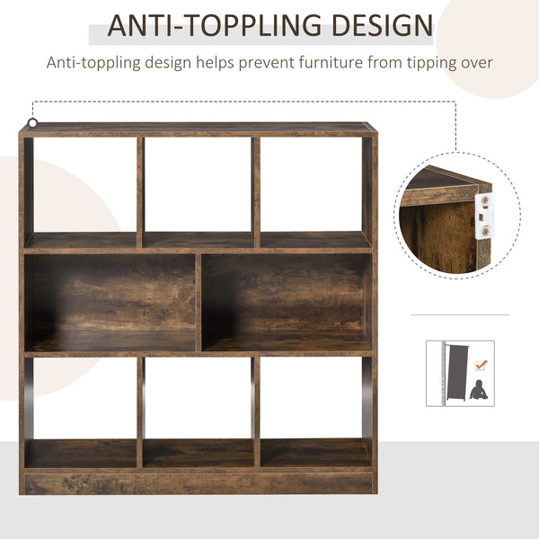 Étagère de rangement à 3 niveaux, bibliothèque, présentoir, organiseur, marron rustique